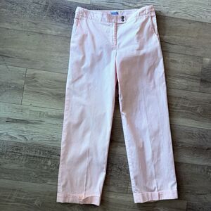 J McLaughlin Women’s Cropped Pants Size 8 Pink White Pin Stripe Seersucker